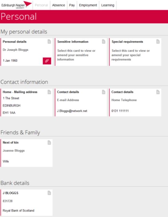 Personal Details Screen